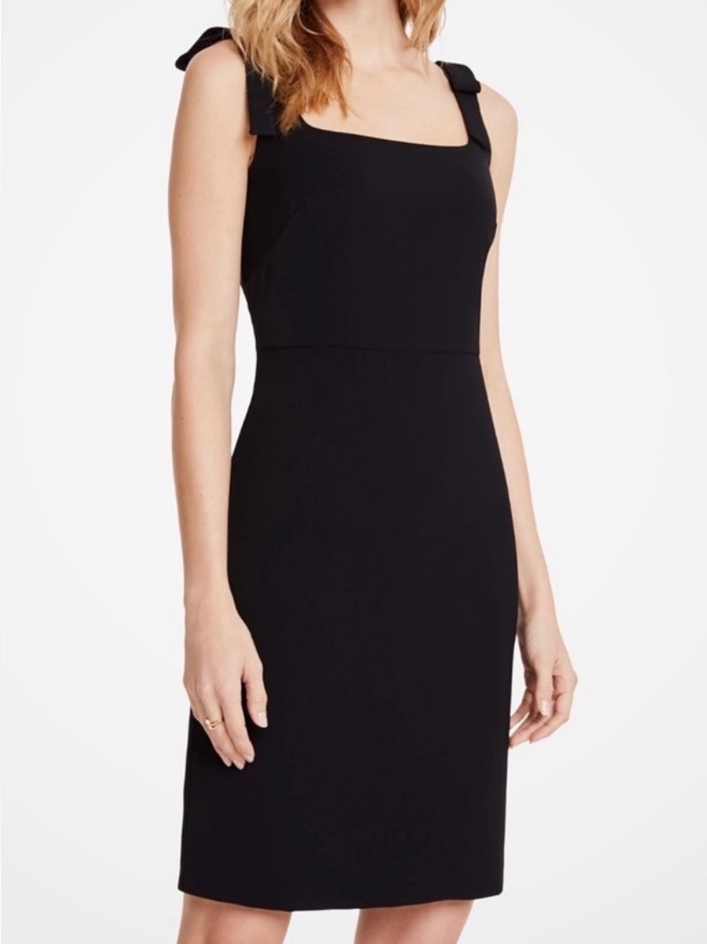 Ann Taylor Bow Strap Sheath Dress Mini Dress Black Size 14